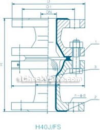 Floating ball-type lined rubber, lined fluorine check valve constructral diagram